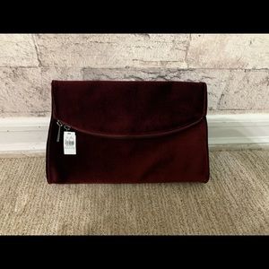 Express burgandy velvet clutch